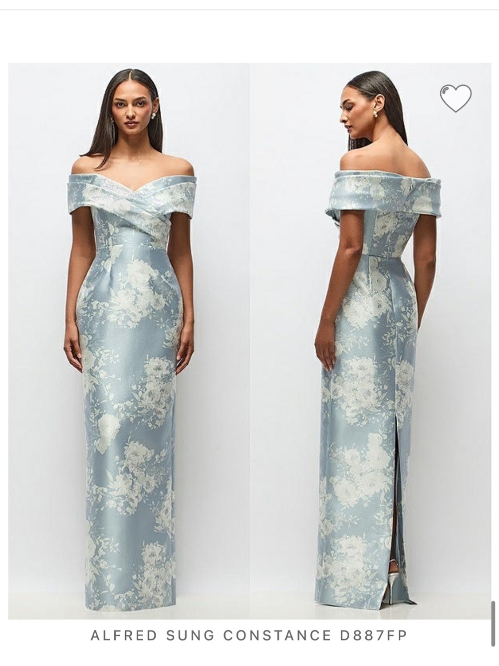 Alfred Sung/Dessy Constance Off-Shoulder Floral Jacquard Gown in Light Blue